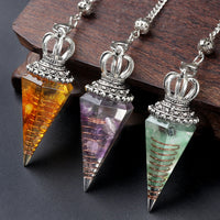 Natural Crystal Pendulum Hexagonal Cone Pendule Agate Quartz Chakras Amulet Pendulum Divination Balance Healing Home Decorations