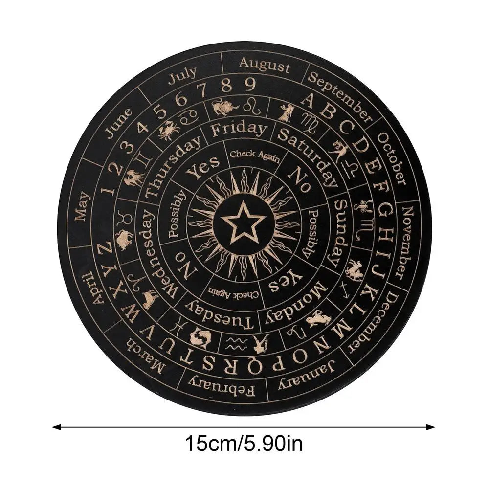 Wooden Pendulum Board Moon Star Divination Energy Carven Plate Healing Meditation Board Ornaments Metaphysical Altar Ouija Board