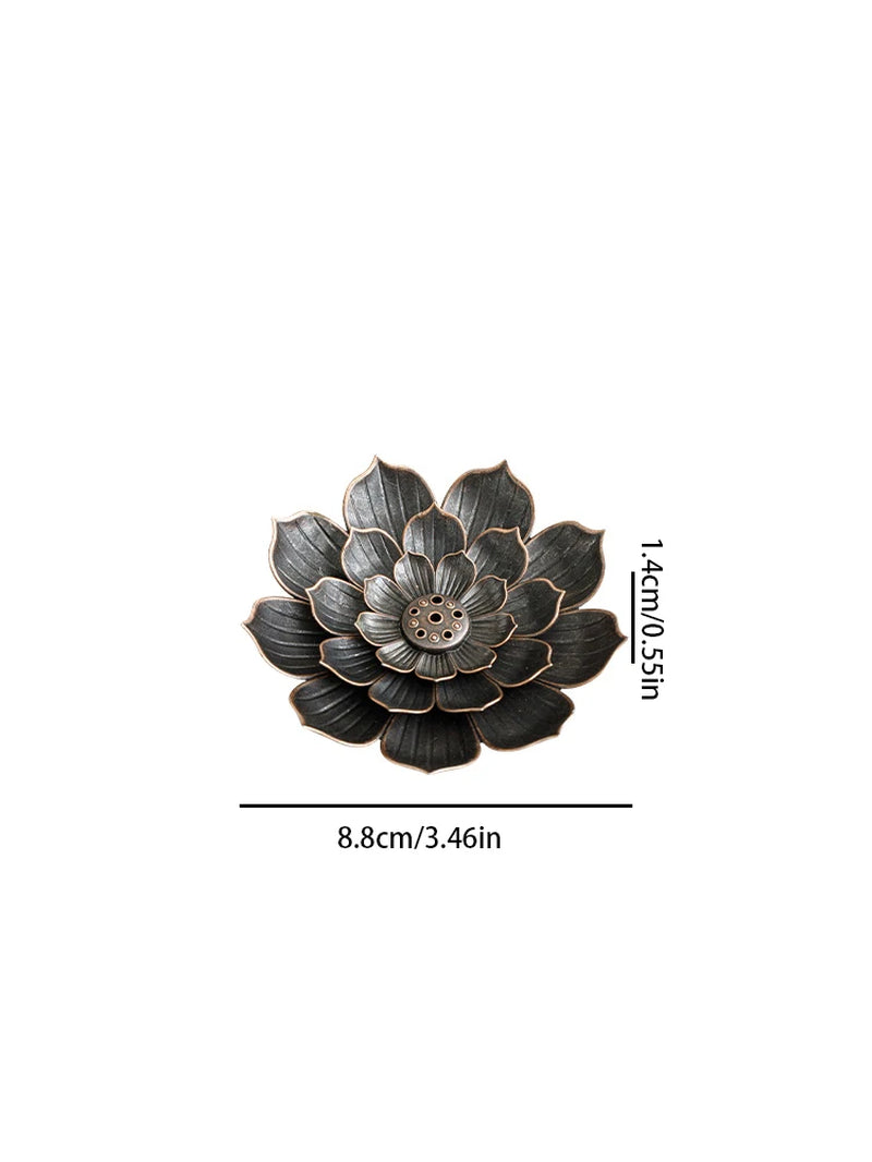 2In1 Alloy Incense Bburner Metal Sandalwood Stick Holder Buddhist Zen Lotus Stick Incense Holder Ornament