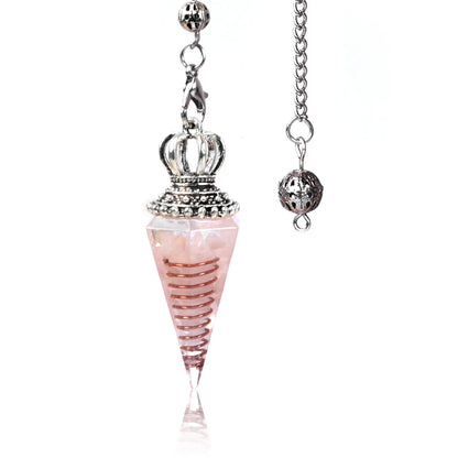 Natural Crystal Pendulum Hexagonal Cone Pendule Agate Quartz Chakras Amulet Pendulum Divination Balance Healing Home Decorations