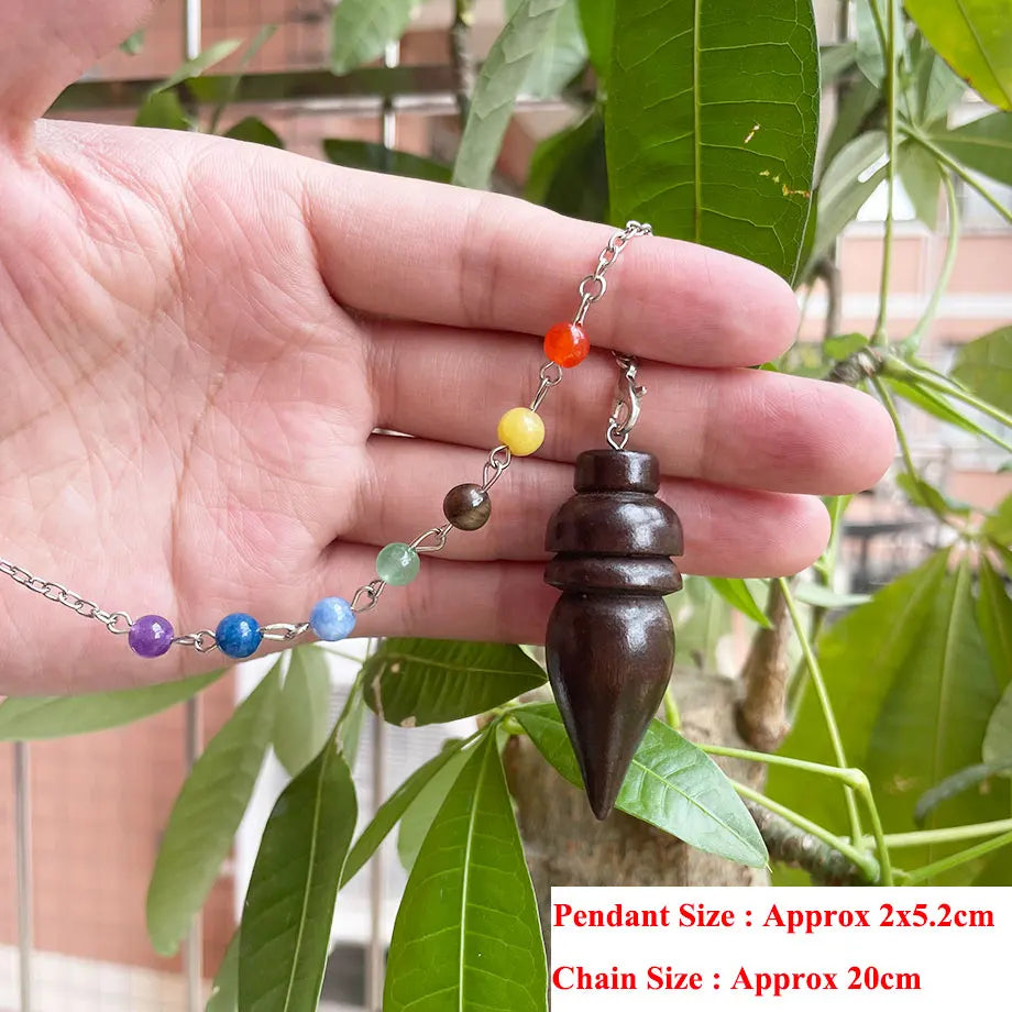 Wooden Pendulum for Divination Dowsing Natural Egyptian Wood Pendulums with Witness Meditation Dowser Spiritual Pendulos X145