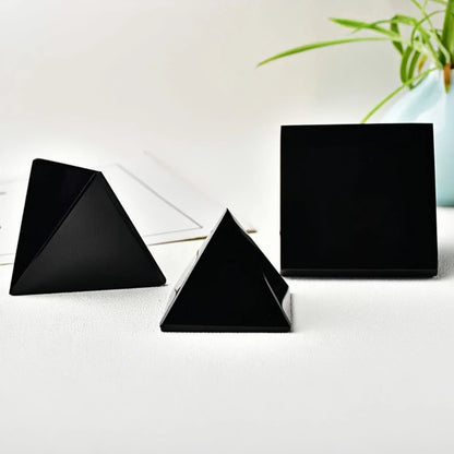 3-7Cm Natural Obsidian Pyramid Reiki Energy Stone Decorative Tabletop Decoration Living Room Mineral Triangle