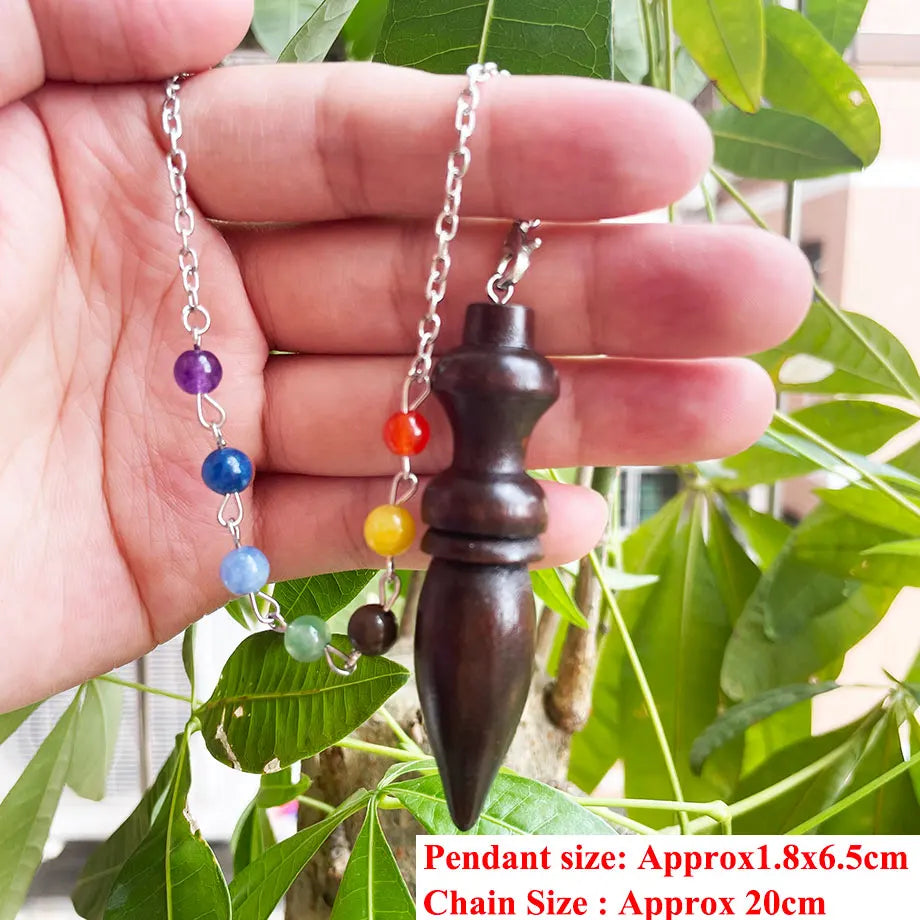 Wooden Pendulum for Divination Dowsing Natural Egyptian Wood Pendulums with Witness Meditation Dowser Spiritual Pendulos X145