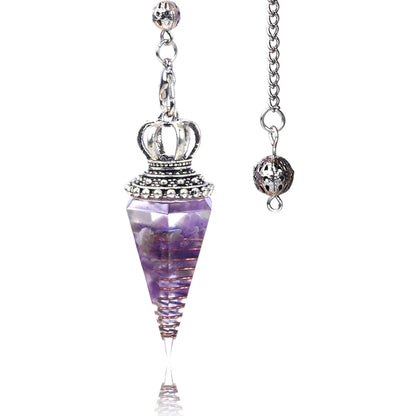 Natural Crystal Pendulum Hexagonal Cone Pendule Agate Quartz Chakras Amulet Pendulum Divination Balance Healing Home Decorations