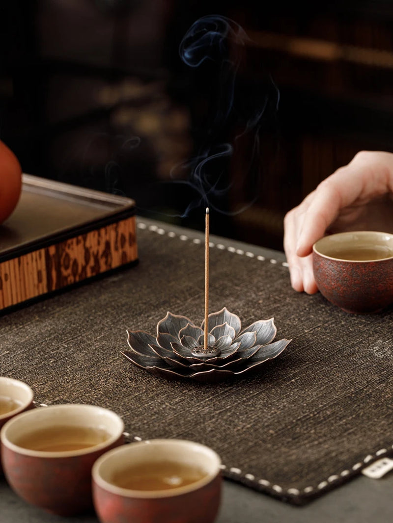 2In1 Alloy Incense Bburner Metal Sandalwood Stick Holder Buddhist Zen Lotus Stick Incense Holder Ornament