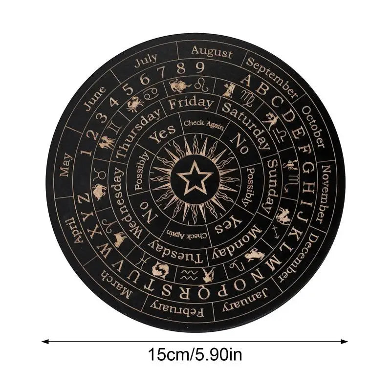 Wooden Pendulum Board Moon Star Divination Energy Carven Plate Healing Meditation Board Ornaments Metaphysical Altar Ouija Board
