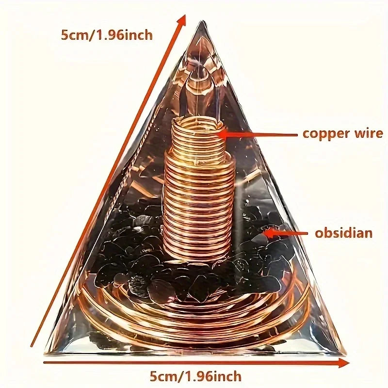 Energy Pyramid Orgonite Reiki Natural Amethyst Peridot Reiki Chakra Meditation Tool Room Decor Crystal Gifts Pyramid