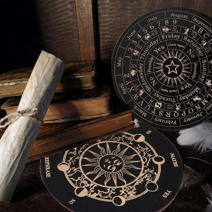 Wooden Pendulum Board Moon Star Divination Energy Carven Plate Healing Meditation Board Ornaments Metaphysical Altar Ouija Board
