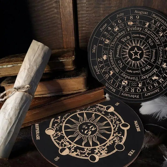 Wooden Pendulum Board Moon Star Divination Energy Carven Plate Healing Meditation Board Ornaments Metaphysical Altar Ouija Board